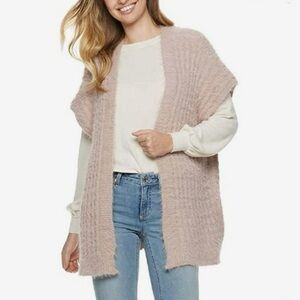 LC Lauren Conrad Open Cardigan Blush OS Fuzzy Knit Dolman Shrug